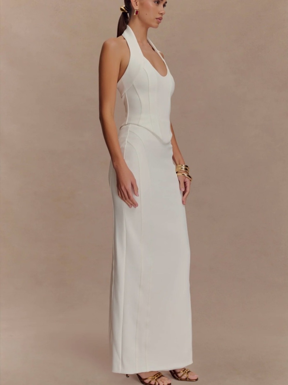 Meshki white Alma high waist midi skirt - bachelorette outfit bridal BNWT